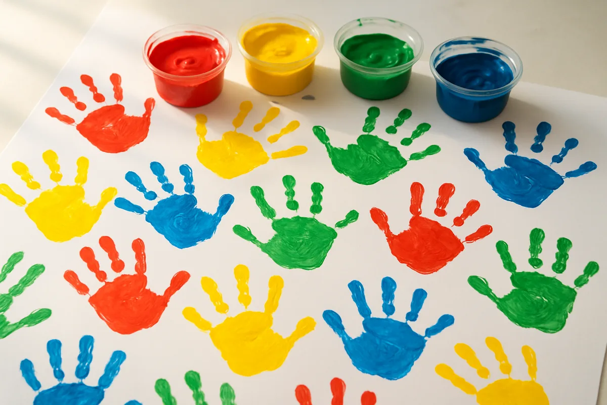 Bunte Fingerfarben im Einsatz