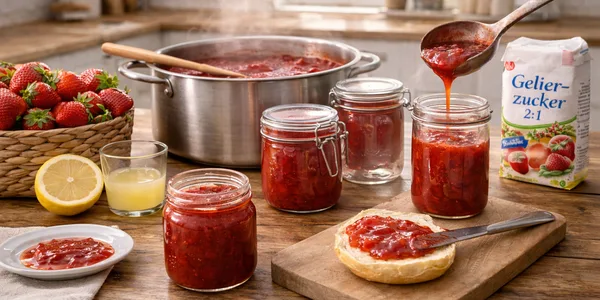 Selbstgemachte Marmelade im Glas