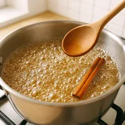 Zuckerwasser in der Pfanne aufkochen