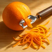 Orangenschale mit dem Sparschäler abschälen