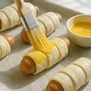 Mumien mit Ei bestreichen