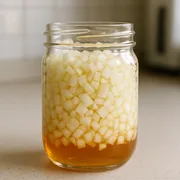 Zwiebel-Honig-Mischung zieht im Glas