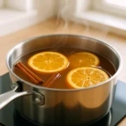 Punsch bei kleiner Hitze erwärmen