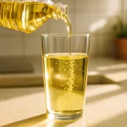 Glas mit Öl füllen