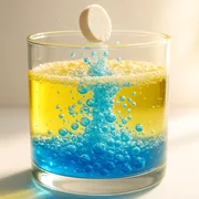 Brausetablette hineinwerfen