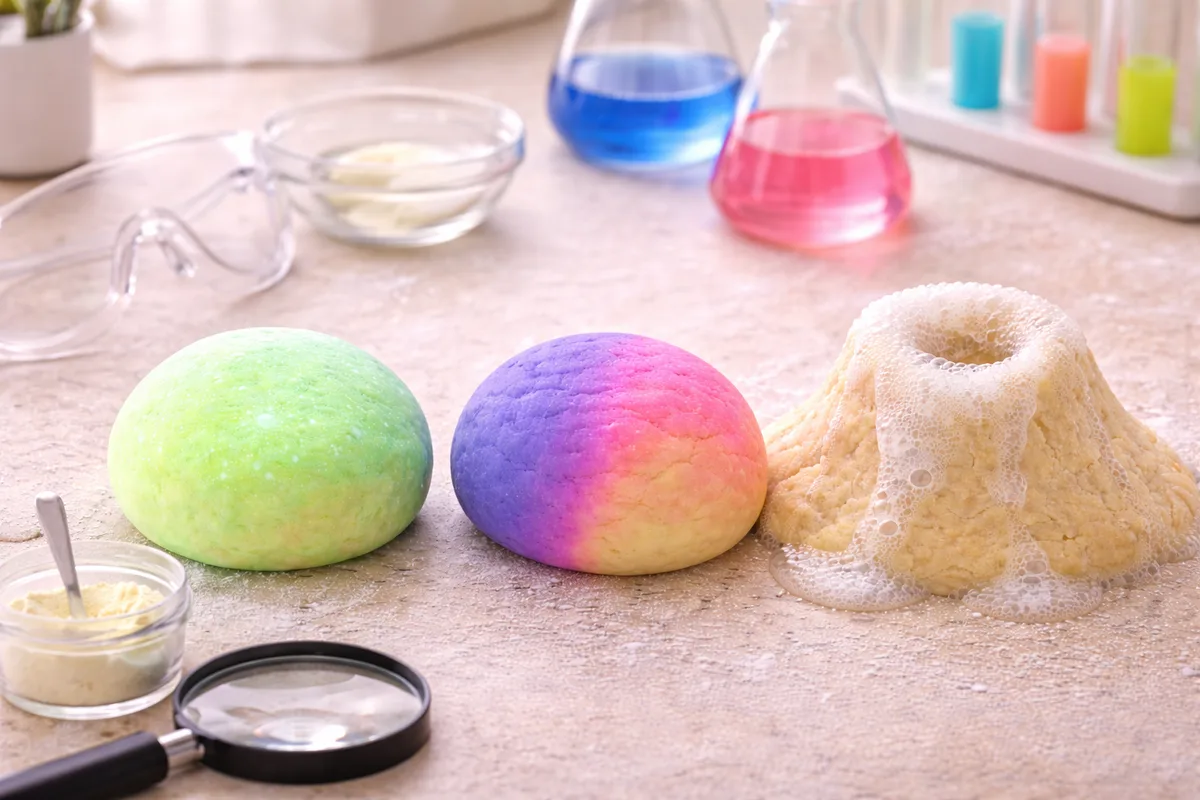Kind experimentiert mit Zauberknete - Wissenschaft zum Anfassen