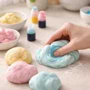 Farbe in Badeknete einkneten