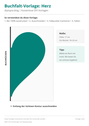 Herz-Vorlage zum Bücher falten